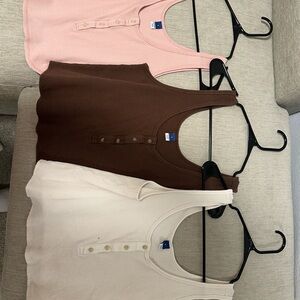 Pink, Brown, and Cream Tank Tops